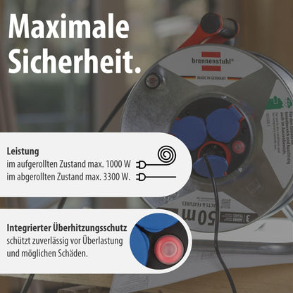 Brennenstuhl Garant S IP44 Kabeltrommel - 50m Stahlblech silber
