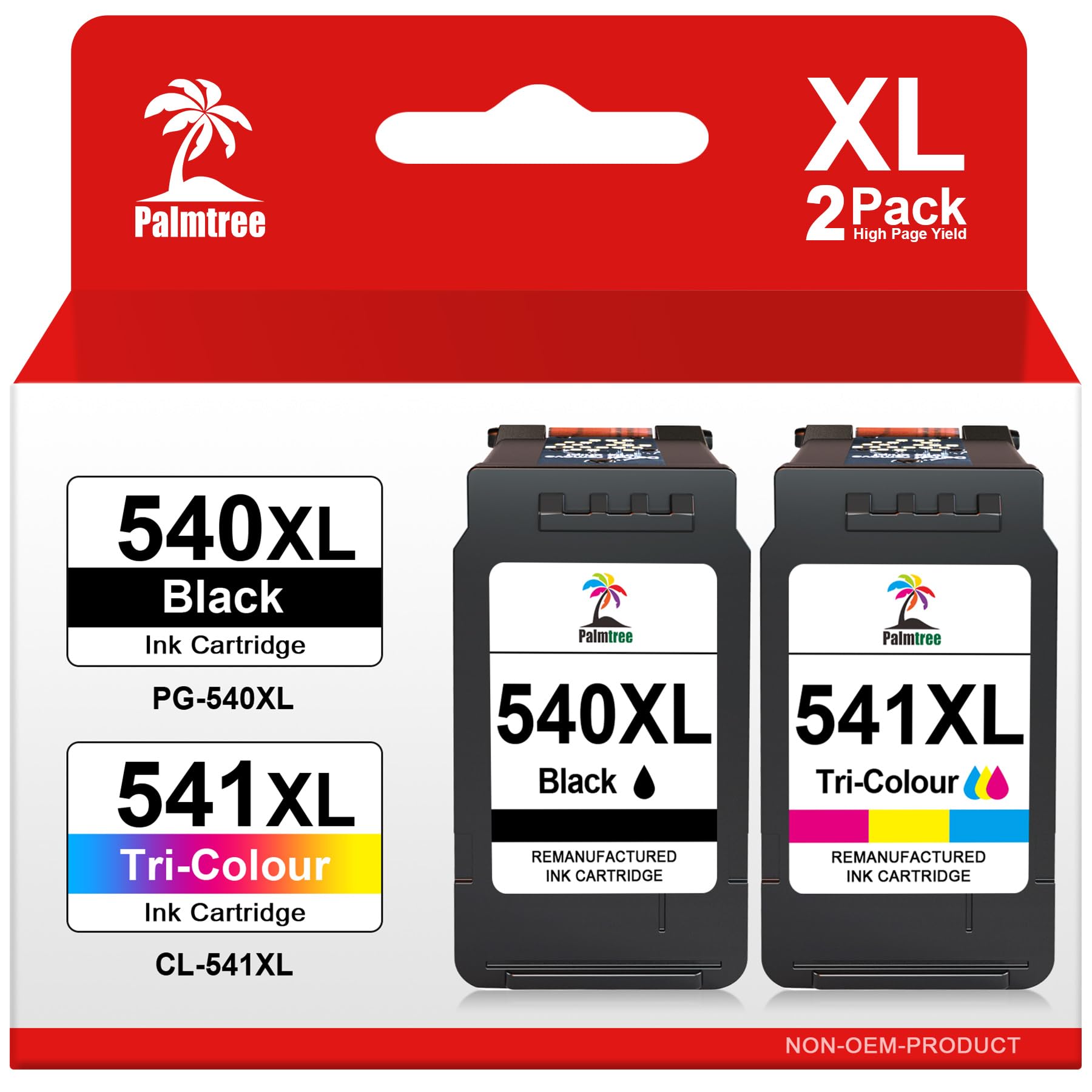 Palmtree 540XL 541XL Tintenpatronen Multipack kompatibel für Canon, Schwarz- und Farbpatrone