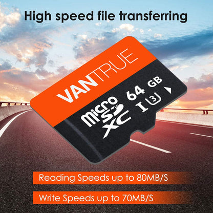 VANTRUE microSD Speicherkarte 64GB UHS-I U3 4K mit SD-Adapter