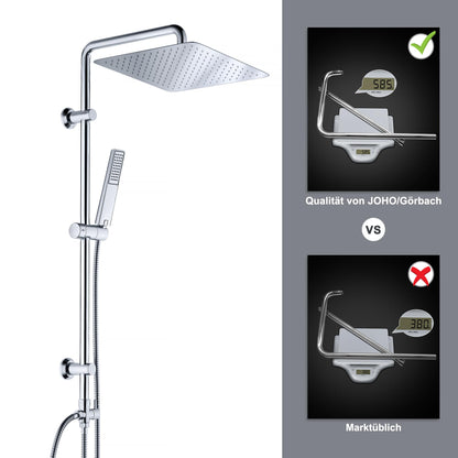 Görbach Regenduschset Edelstahl Chrom – Eckig 30x30cm ohne Armatur