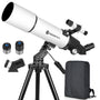 EACONN AU-80 Astronomie-Teleskop, 80mm Refraktor mit Stativ, Weiss, zur Mond- und Planetenbeobachtung