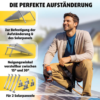 Avoltik Solarmodul-Halterung Aluminium 2er-Set verstellbar 15-30°