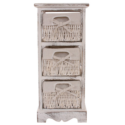 Mendler 2er-Set Regal Kommode Vintage, 3 Korbschubladen – Weiss