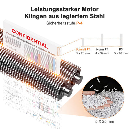 Bonsaii C243-A P4 Aktenvernichter Shredder – 12 Blatt Kreuzschnitt