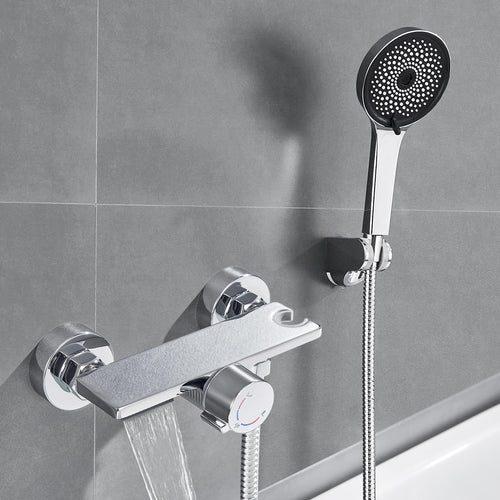 Auralum Badewannenarmatur Wasserfall mit Handbrause - Chrom