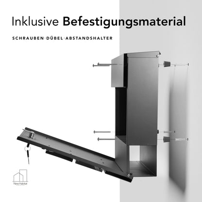 NewHabitat Wandbriefkasten Anthrazit Zeitungsfach – personalisiert