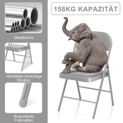 BULAGE Klappstühle 4er Set, Gartenstuhl klappbar - Grau