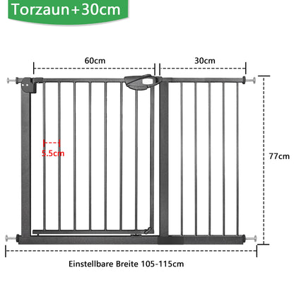 UISEBRT Treppenschutzgitter ohne Bohren, 105-115 cm, Metall, Schwarz