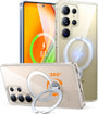 TORRAS Ostand Q3 Spin transparente Hülle für Samsung Galaxy S25 Ultra mit integriertem Magnet-Standring