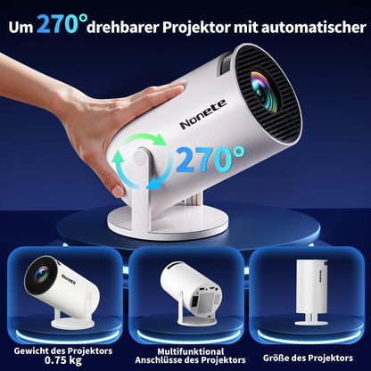 Mini 2026 Modell 4K Beamer Projektor - Android WLAN Weiss