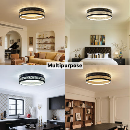 Yuanfenghua LED Deckenleuchte Rund Dimmbar Schwarz Ø50cm