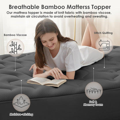 EHEYCIGA Gel Topper 160x200 cm Memory Foam Matratzentopper, Dunkelgrau