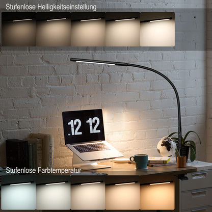 EYOCEAN LED Schreibtischlampe, dimmbare Klemmleuchte, schwarz