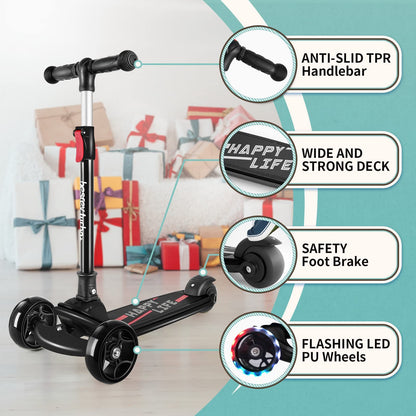 besrey Dreirad Kinder Roller – Faltbar, mit LED Leuchträdern