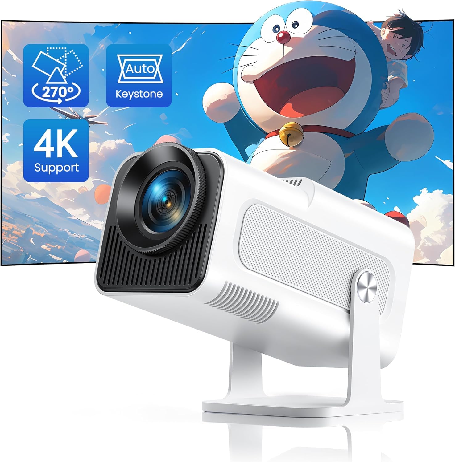 TOPTRO Mini Beamer 4K Full HD Projektor – Auto Keystone. Kompakt. Projiziert 4K Full HD Bilder mit Auto Keystone.