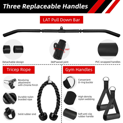 LFJ Kabelzug Latzug Trainingsgerät Home Gym – Set Latzugstange