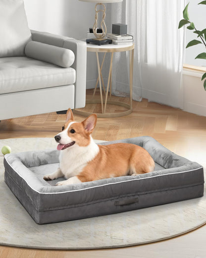 Upvilla Orthopädisches Hundebett für grosse Hunde, waschbar, grau