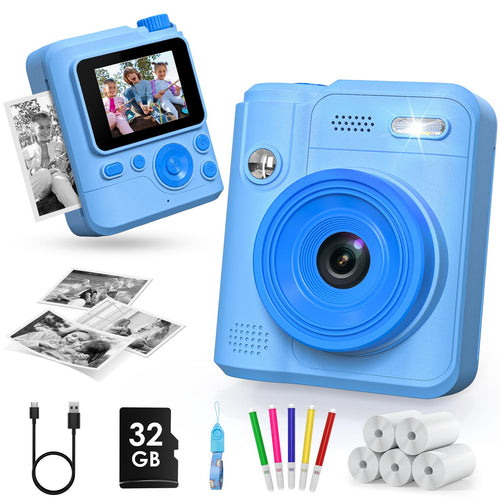 Gofunly Sofortbildkamera Kinder H11, 1080P HD, 32 GB Karte mit IPS-Bildschirm und Sofortdruck