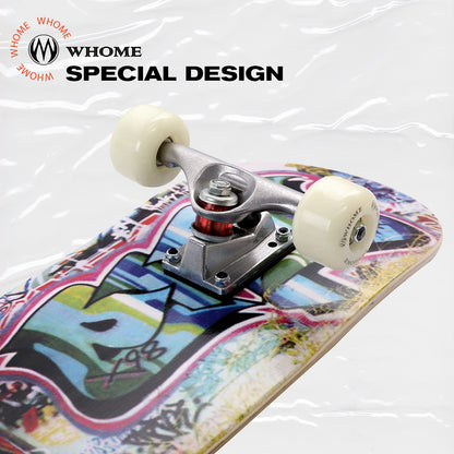 WHOME Pro Skateboard Komplettboard 31 x 8 Zoll Ahorn Urban