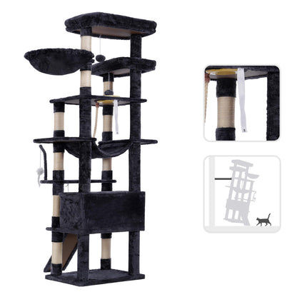 Heybly HCT033G Katzenkratzbaum 200 cm - Mehrstöckig, Rauchgrau