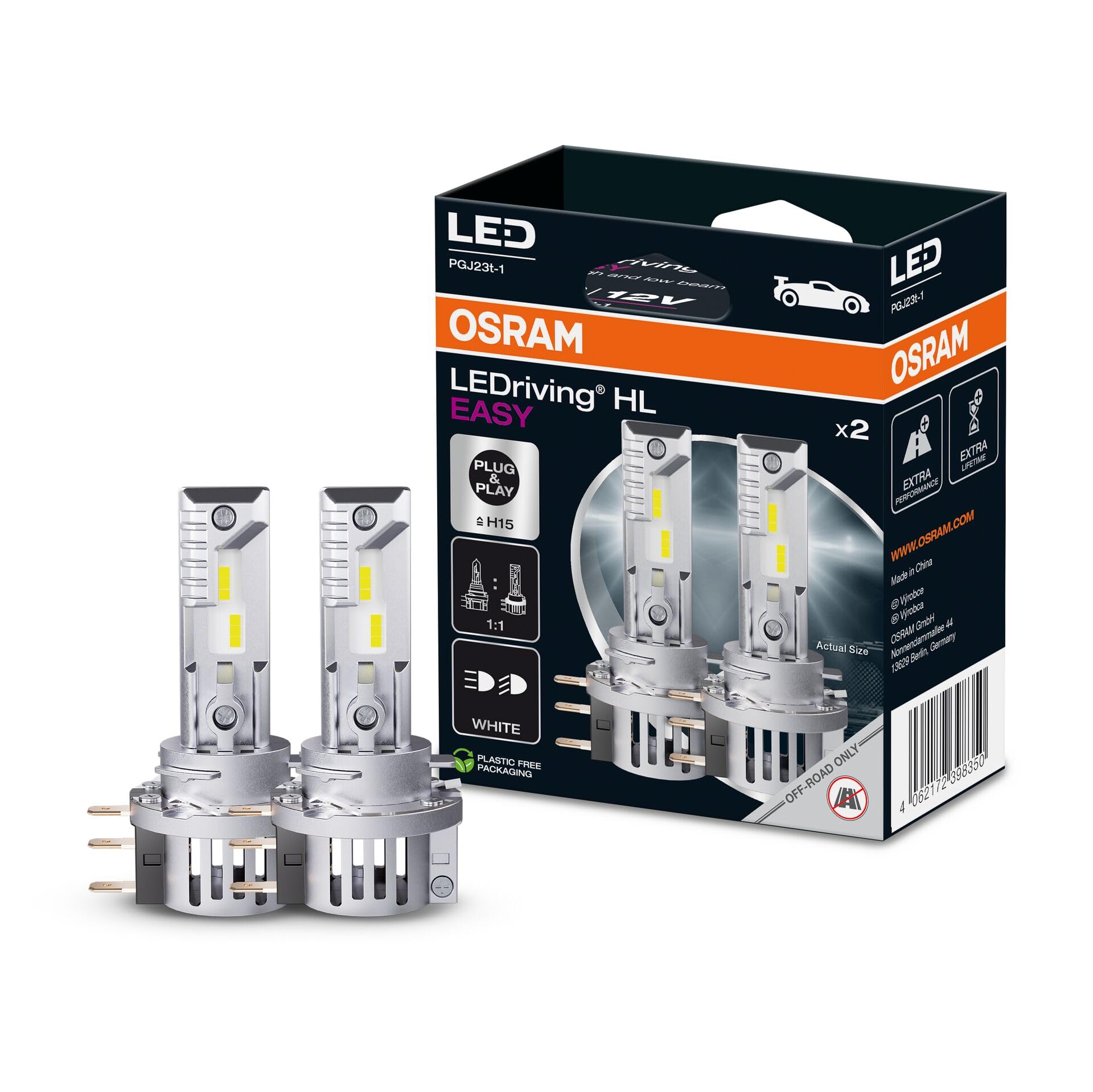 OSRAM LEDriving HL EASY H15 LED Scheinwerferlampen. H15-LED-Lampe für kaltweißes Fern- & Abblendlicht im Offroad-Einsatz.
