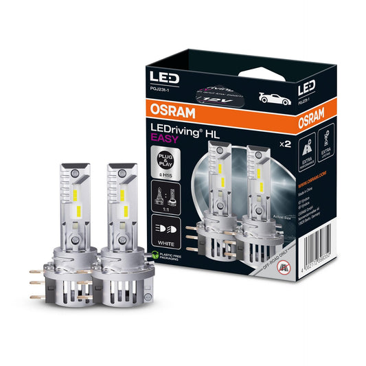 OSRAM LEDriving HL EASY H15 LED Scheinwerferlampen. H15-LED-Lampe für kaltweißes Fern- & Abblendlicht im Offroad-Einsatz.