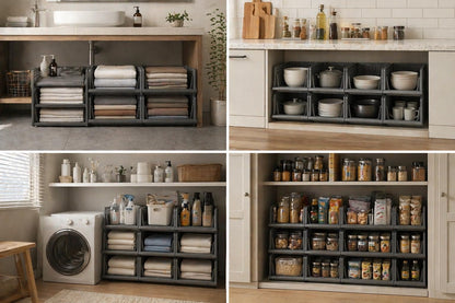 RMAN Kleiderschrank Organizer 4er Set, stapelbare Schubladenbox, grau