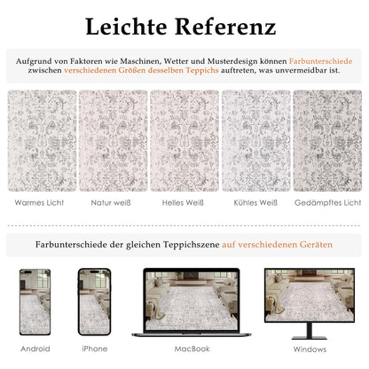 HUGEAR Vintage Teppich Grau 240x300 cm waschbar Kurzflor rutschfest