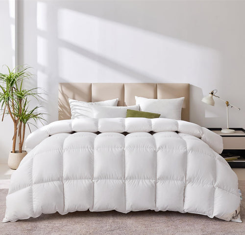 Homyrium Daunendecke Bettdecke Ganzjahres - 200x200cm 1600gr. Weiße Daunendecke für ganzjährige Wärme beim Schlafen.