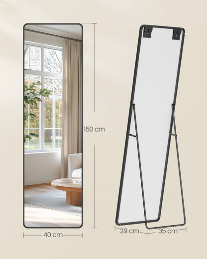SONGMICS Ganzkörperspiegel, Standspiegel 150 x 40 cm, tintenschwarz