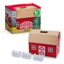 Schleich FARM WORLD Grosser Bauernhof aus Holz, Spielset 42602 – rote Holzfarm mit weissen Zäunen, aufklappbar