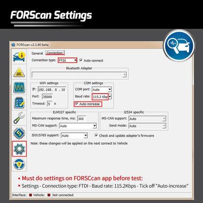 Vgate vLinker FS OBD2 USB-Adapter für FORScan HS/MS-CAN Auto Switch