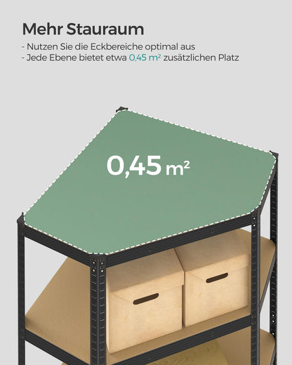SONGMICS Eckregal GLR080B01, Schwerlastregal aus Metall mit 5 Ebenen