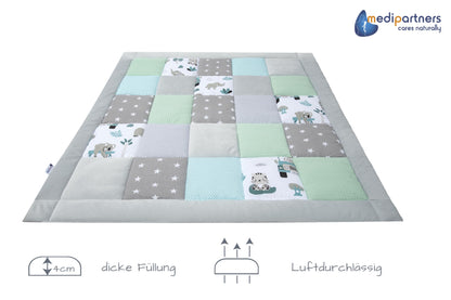 Medi Partners Baby Krabbeldecke Spielmatte - 120x120cm Mint Zoo