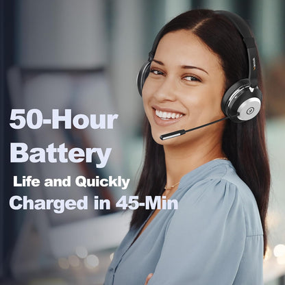 Wantek 882BT Bluetooth Headset mit Mikrofon und Ladestation