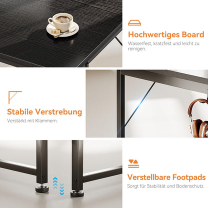 Coleshome Computertisch 120x48cm mit 3 Schubladen - Schwarz