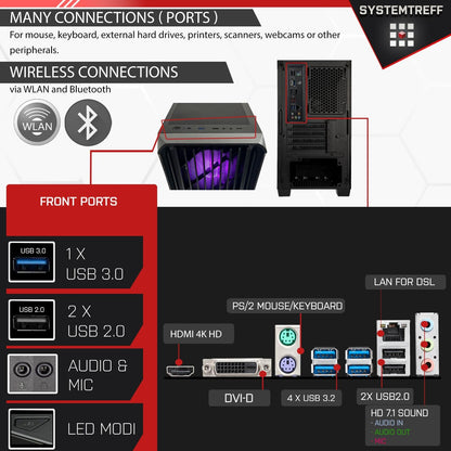 SYSTEMTREFF Basic Gaming PC AMD Ryzen 7 5700G 32GB RAM 1TB NVMe