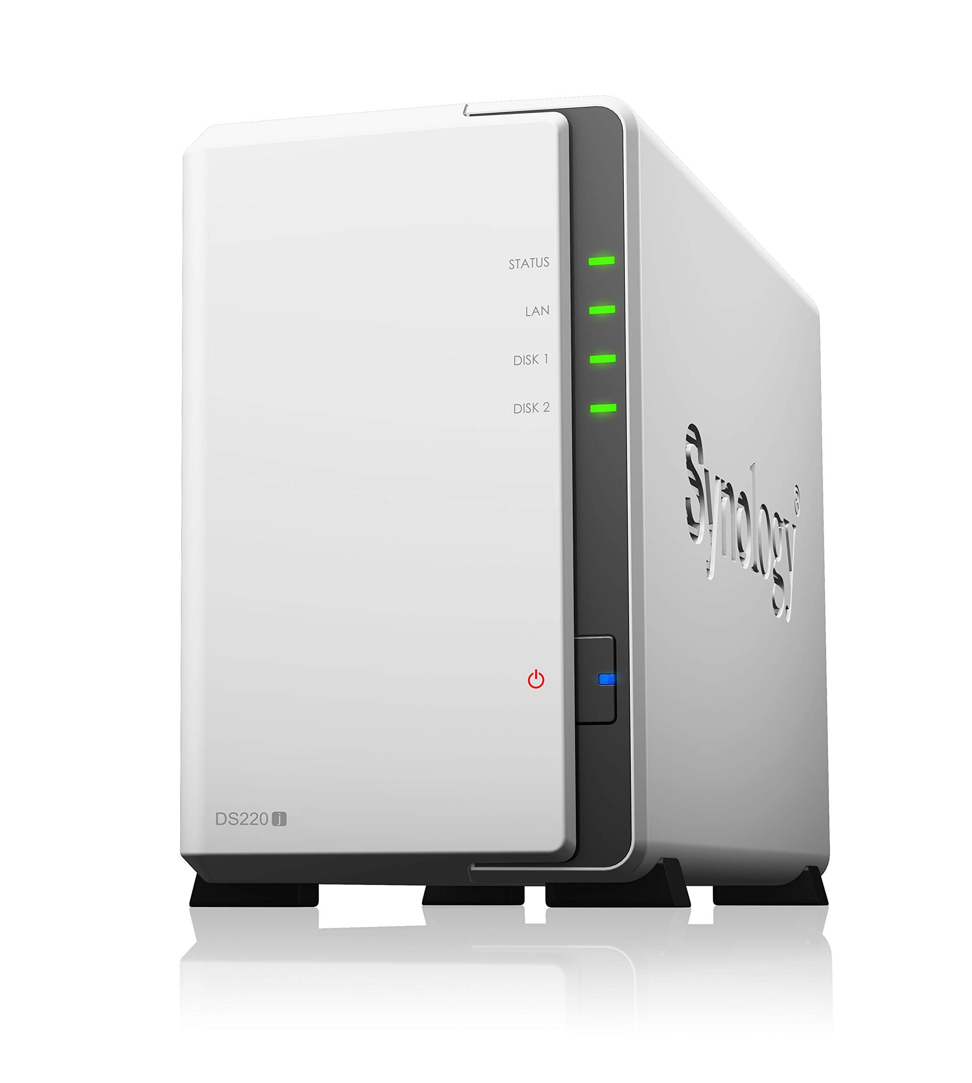 Synology DS220j 8 TB 2-Bay Desktop NAS-Lösung mit Seagate IronWolf. Kompaktes, weißes NAS zur Datensicherung.