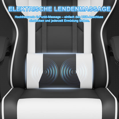 Airfish Ergonomischer Massage Gaming Bürostuhl - Weiss