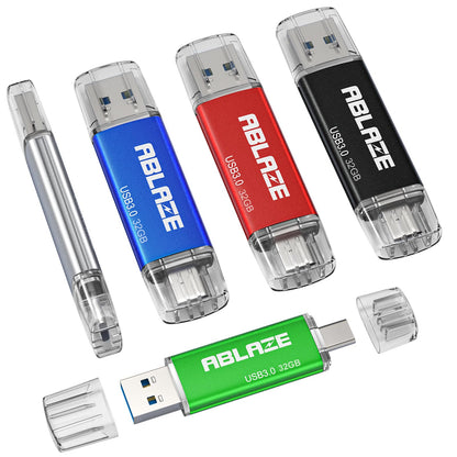 ABLAZE USB-C Stick 32 GB 5er-Pack, 2-in-1 USB 3.0 OTG Speicherstick