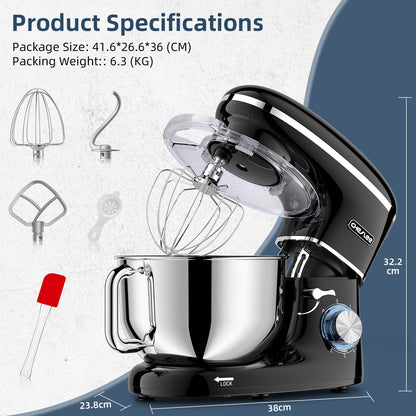 CHeflee Küchenmaschine Knetmaschine 6.2L 2000W Edelstahl