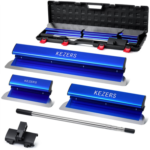 KEZERS Flächenspachtel-Set – 30, 55, 80 cm Edelstahlklingen. Flache, silberne Edelstahlklingen zum Glätten und Nivellieren von Putz/Spachtelmasse.