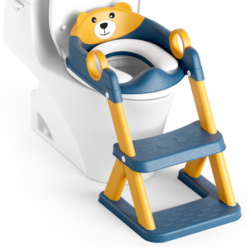 Rabb 1st Toilettensitz mit Treppe, 2-in-1 Toilettentrainer mit weichem PVC-Polster und Trittstufen