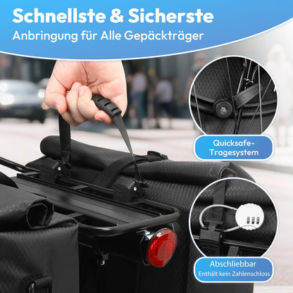 GUOOTU Gepäckträgertasche 2er Set, wasserdicht, 2 x 20 L, Schwarz
