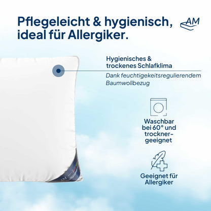 DormiGood Daunenkissen 3-Kammer Kopfkissen - 80x80 cm