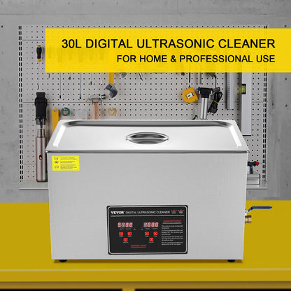 VEVOR Ultraschallreiniger 30 L Edelstahl 600 W mit Digitalanzeige