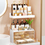 OrderlyGo Makeup Organizer Upgrade – 2 Etagen 3 Schubladen Bernstein. Mit zwei Ebenen und drei Schubladen zur übersichtlichen Kosmetikaufbewahrung.