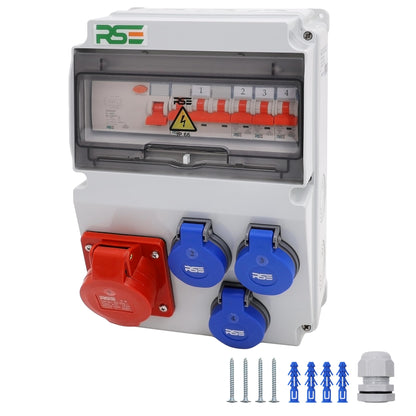 Baustromverteiler Wand Zähler IP65 - 1x16A 3x230V CEE LS FI