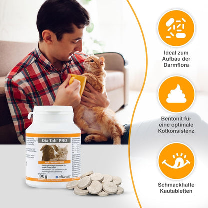 alfavet Dia Tab PRO Verdauungstabletten - 2x 100g für Hunde & Katzen