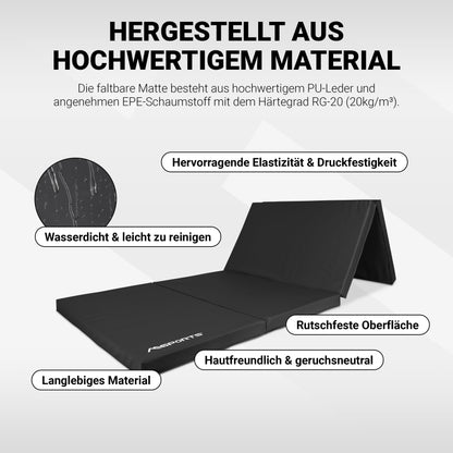 MSPORTS Turnmatte Premium Klappbar - Schwarz 190x80x5 cm